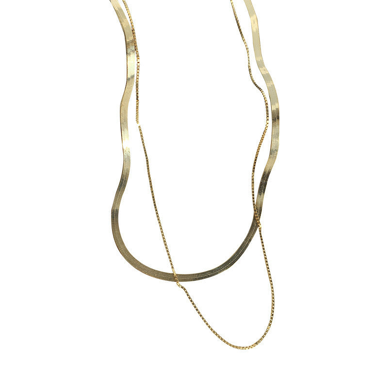 DOUBLE LAYER SNAKE BONE STERLING SILVER NECKLACE