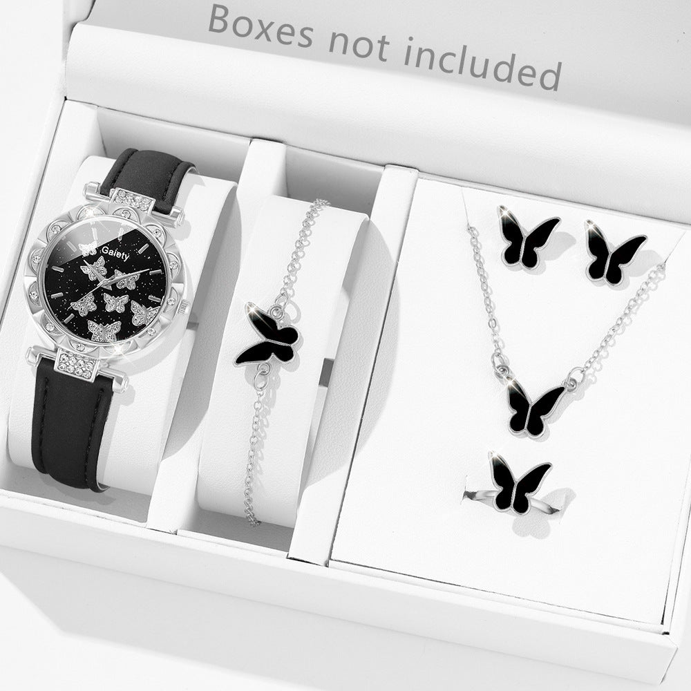 BUTTERFLY DIGITAL LEATHER WATCH SET