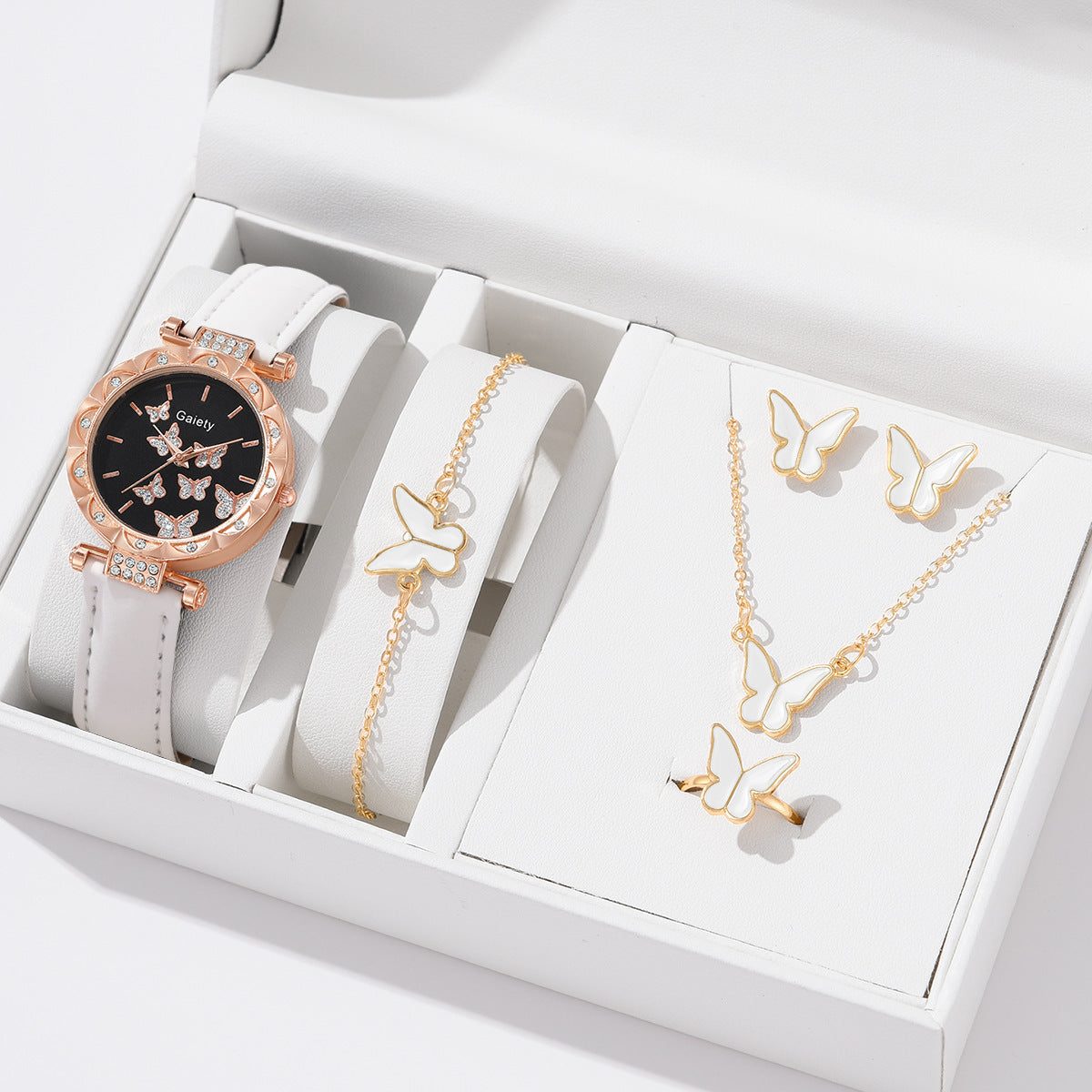 BUTTERFLY DIGITAL LEATHER WATCH SET