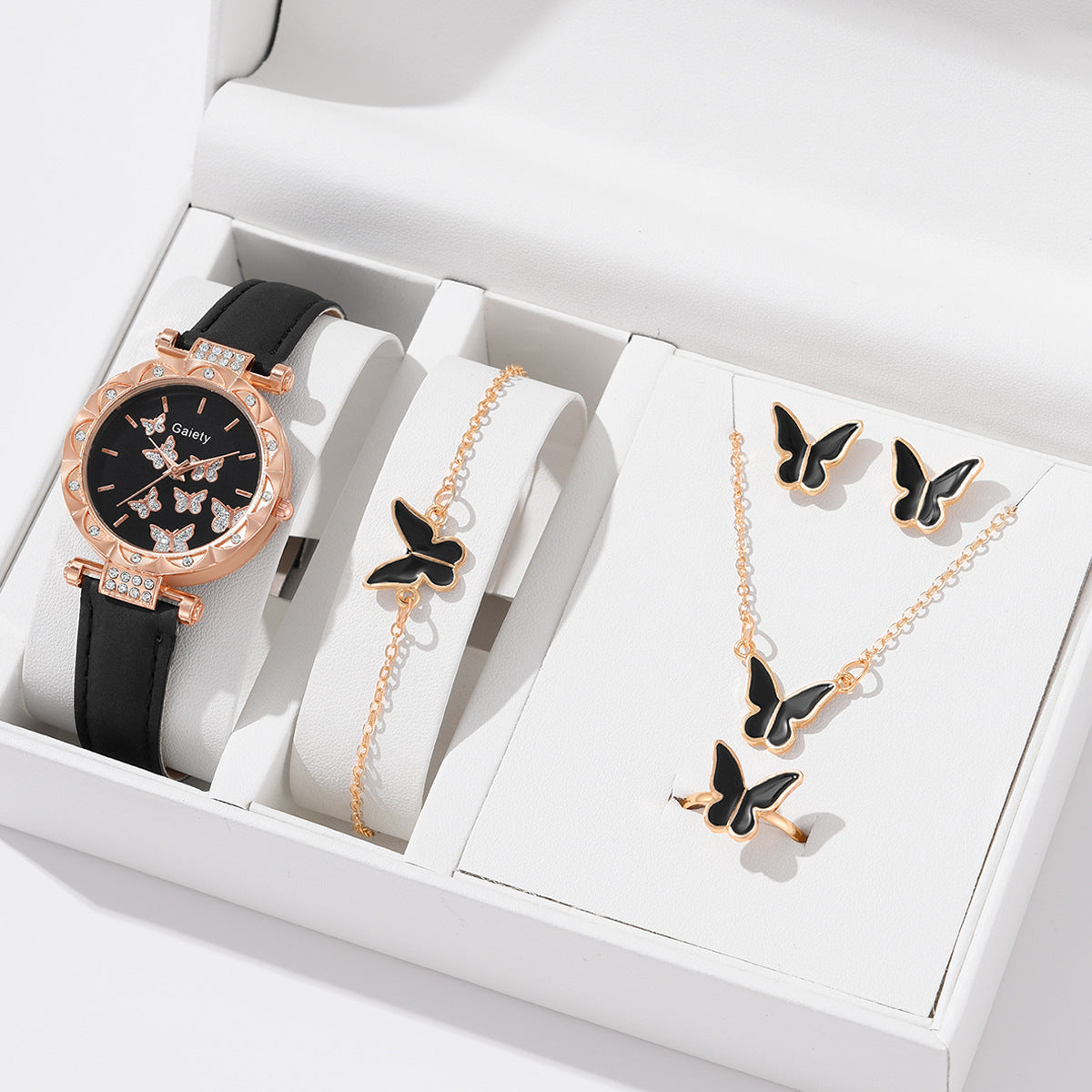 BUTTERFLY DIGITAL LEATHER WATCH SET