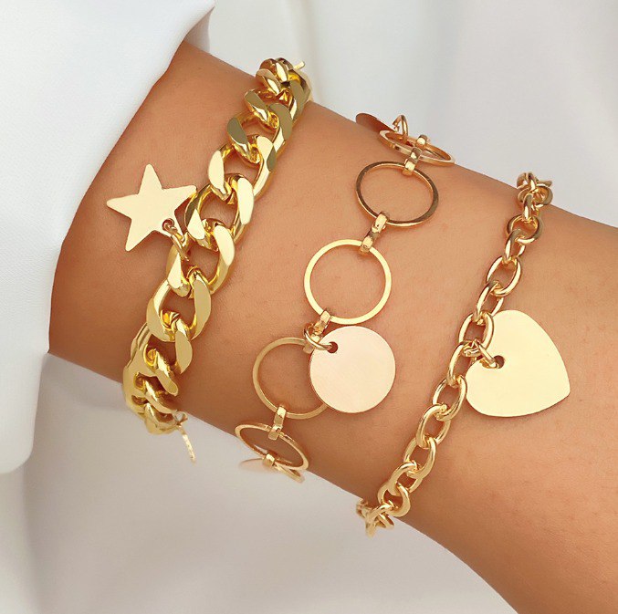 STACKING THICK CHAIN BRACELET SET