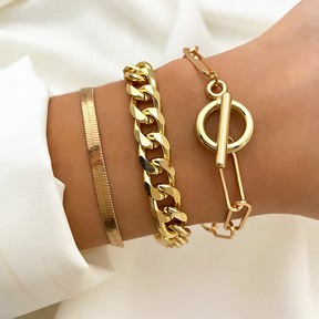 STACKING THICK CHAIN BRACELET SET