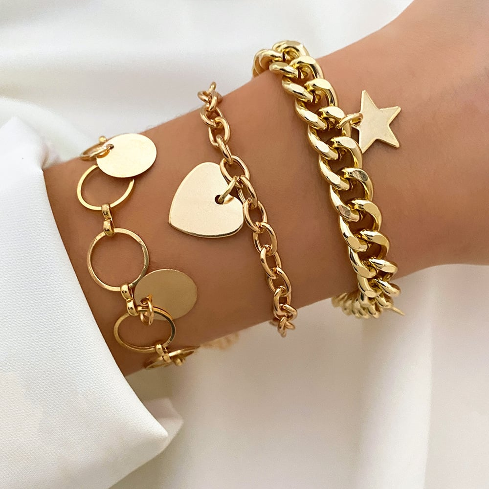 STACKING THICK CHAIN BRACELET SET