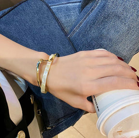 SHELL PLATED GEOMETRIC BANGLE