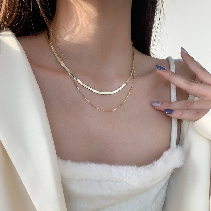 DOUBLE LAYER SNAKE BONE STERLING SILVER NECKLACE