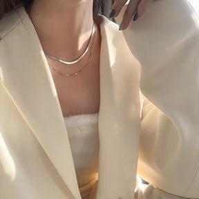 DOUBLE LAYER SNAKE BONE STERLING SILVER NECKLACE